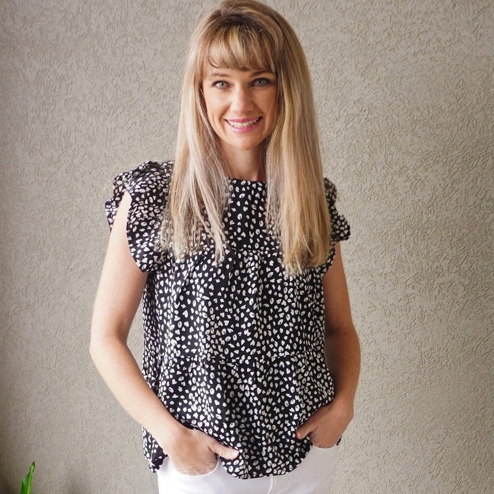Black Animal Print Blouse